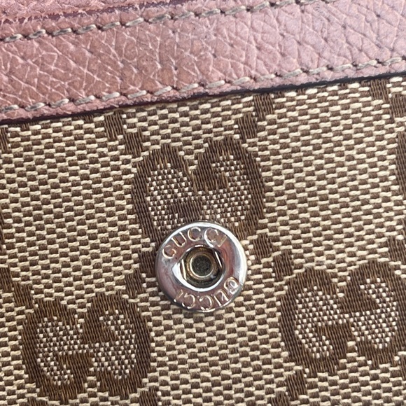 Gucci leather canvas wristlet wallet rare pink monogram bag clutch vintage - Picture 15 of 17